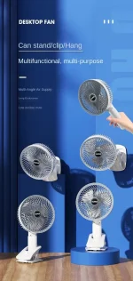 Mini Folding Fan 9 inch Pedestal Standing Fan Portable Usb Rechargeable Tower Table Desk Stand Fan - Image 2