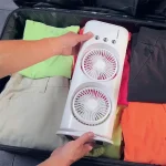 Double-Headed Air Cooler Mist Fan 3 Speeds Rechargeable Desk Air Cooler Night Light with Remote - Image 4